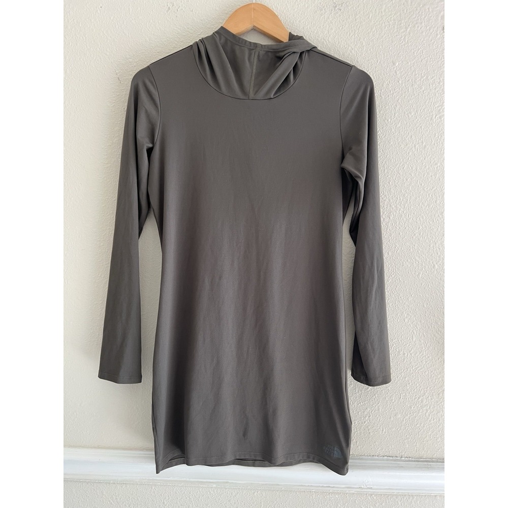 The North Face Womens FlashDry Long Sleeve Hooded Mini Dress Olive Green Small